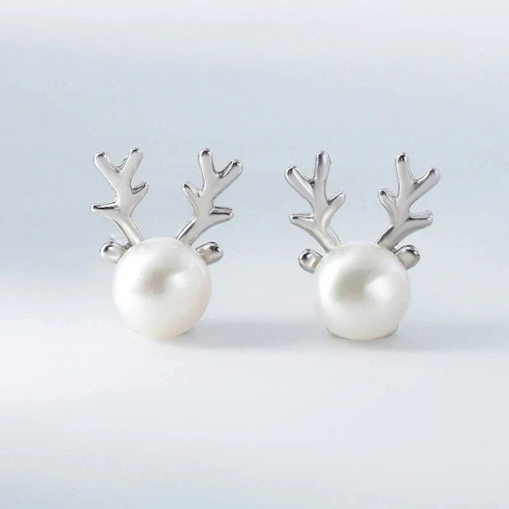 Reindeer Pearl Stud Earrings
