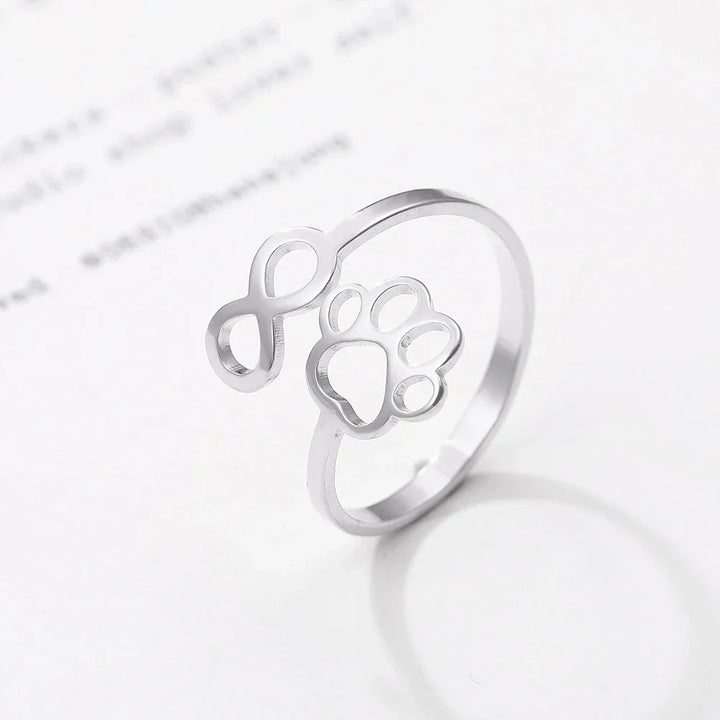 Adjustable Infinity Paw Ring – Stainless Steel